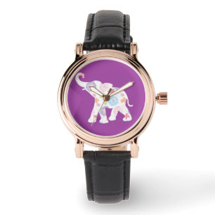 Beautiful Ornate Elephant Stylish Black Watch