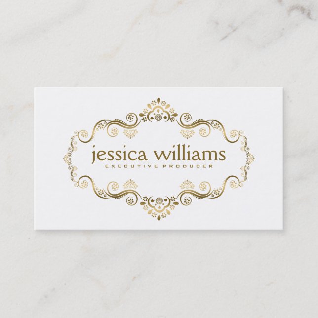 Beautiful Ornate Gold Frame Business Card (Front)