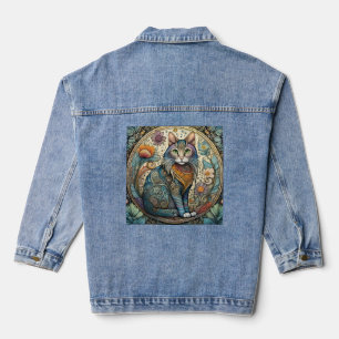 Beautiful Ornate Illustration Of A Cat Denim Jacket
