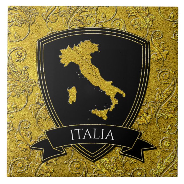 Beautiful Ornate Map of Italy Tile (Front)