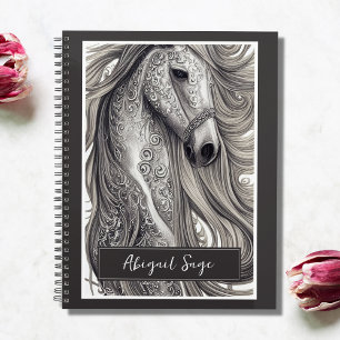 Beautiful Ornate Silver Grey Horse w/ Flowing Mane Planner