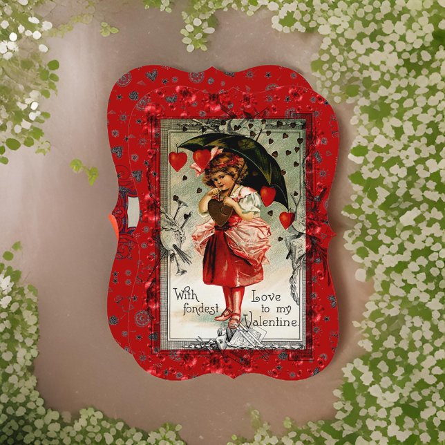 Beautiful Ornate Vintage Child Hearts Flat Card (Creator Uploaded)