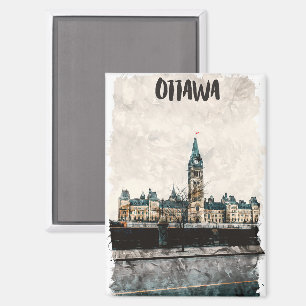 Beautiful Ottawa Canada Painting Travel Watercolor Magnet