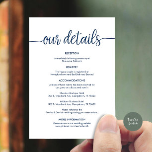Beautiful Our Wedding Details, Rustic Black ink Enclosure Card