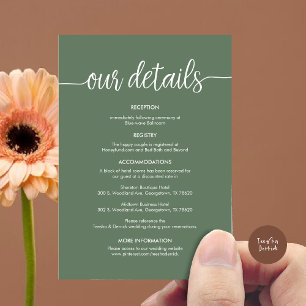 Beautiful Our Wedding Details, Rustic Black ink Enclosure Card