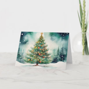 Beautiful Outdoor Christmas Tree Personalized Text Card