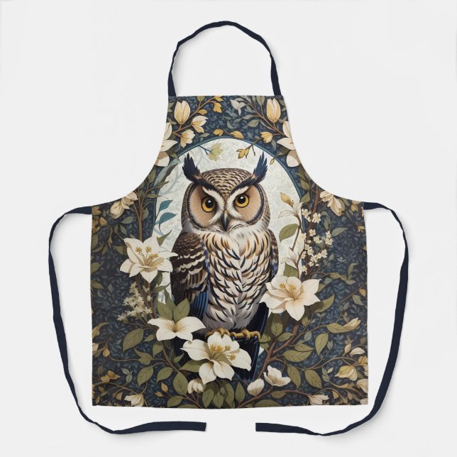 Beautiful Owl And Jasmine Flowers  Apron (Front)