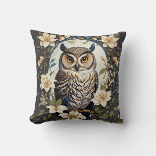 Beautiful Owl And Jasmine Flowers  Cushion
