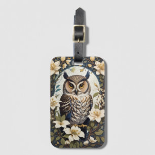 Beautiful Owl And Jasmine Flowers Luggage Tag