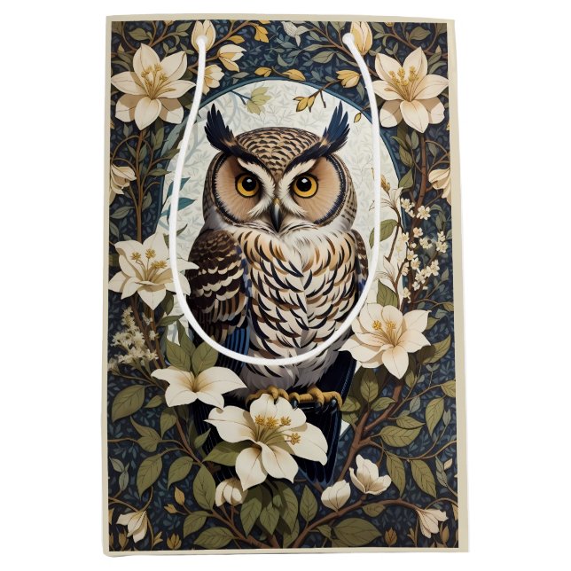 Beautiful Owl And Jasmine Flowers  Medium Gift Bag (Front)