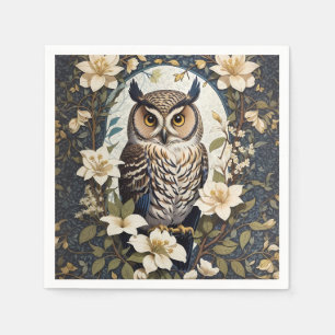 Beautiful Owl And Jasmine Flowers Napkin