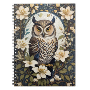 Beautiful Owl And Jasmine Flowers Notebook