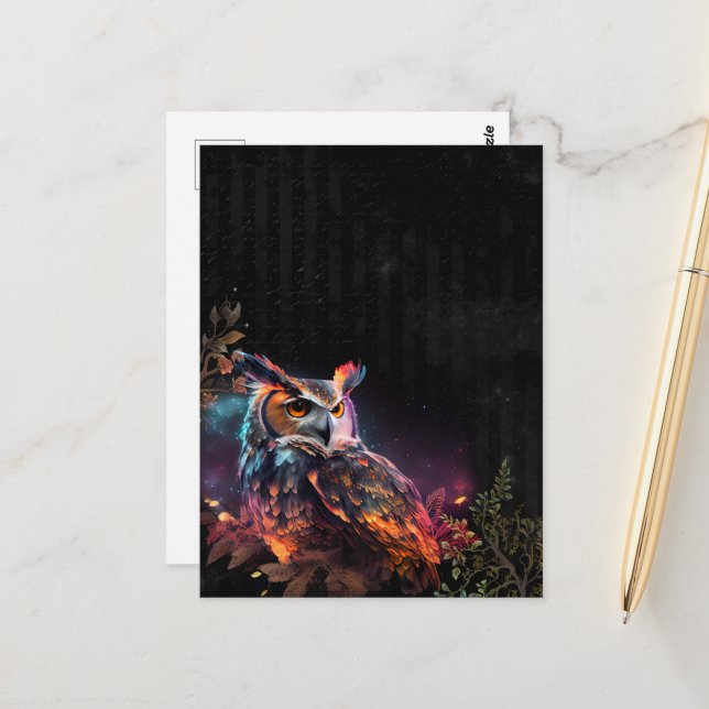Beautiful Owl in the Night  Postcard (Front/Back In Situ)