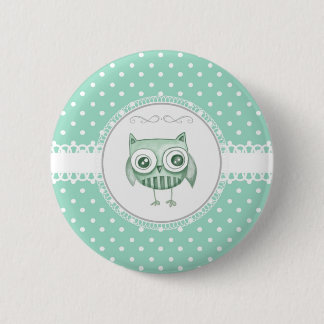 Beautiful Owl with Polka Dots in Teal 6 Cm Round Badge