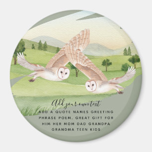 Beautiful OWLS flying in countryside Personalised Magnet