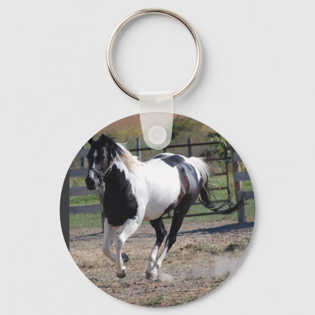 Beautiful Paint Pinto Horse Key Ring (Front)