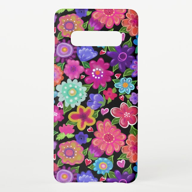 Beautiful Painted Boho Flowers Samsung Galaxy Case (Back)