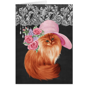 Beautiful painted cat in Victorian Hat on Chalkboa