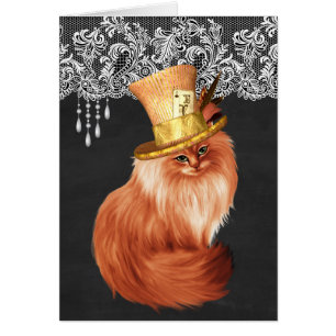 Beautiful painted cat in Victorian Hat on Chalkboa