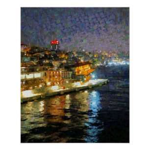 Beautiful painted night view of Istanbul travel Poster