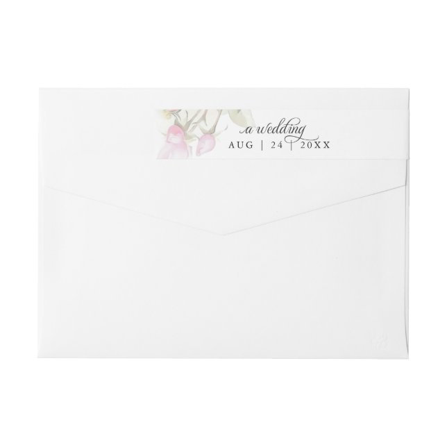 Beautiful Painted Pink Roses  BarefootBride™ Wrap Around Label (Back)