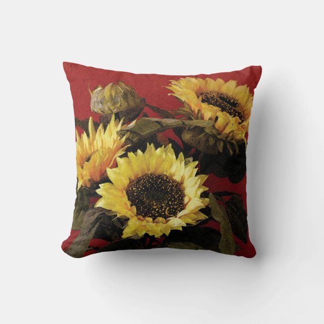 Beautiful painted sunflower cushion (Front)