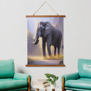 Beautiful Painting of an Elephant in its Nature Hanging Tapestry