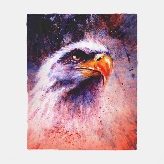 beautiful painting of eagle on an abstract backgro fleece blanket (Front)