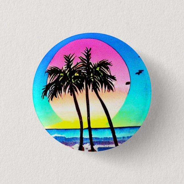 Beautiful Painting of Sunset at beach 3 Cm Round Badge (Front)