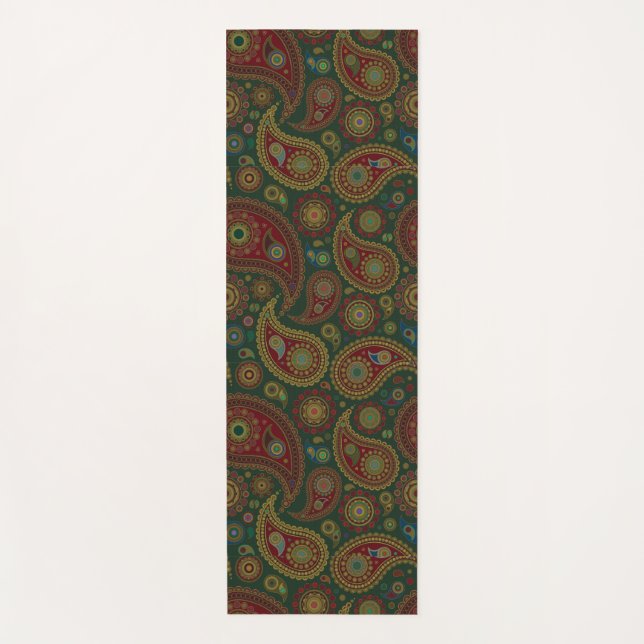Beautiful Paisley Design Yoga Mat (Front)