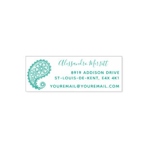Beautiful Paisley Family Return Address Self-inking Stamp