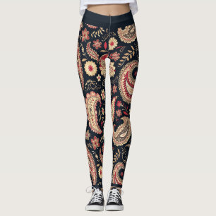 Beautiful Paisley Pattern Dark N Red Mix Leggings