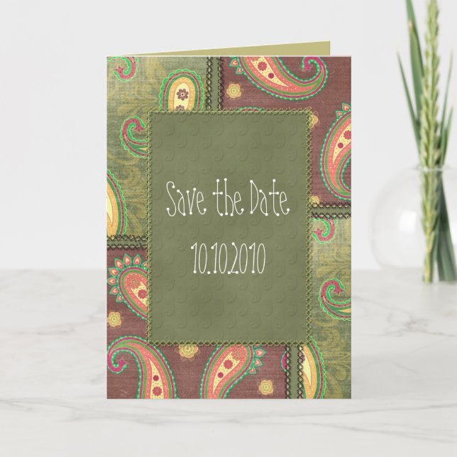Beautiful Paisley Save the date design Announcement (Front)