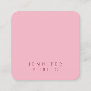 Beautiful Pale Pink Modern Simple Plain Luxury Square Business Card