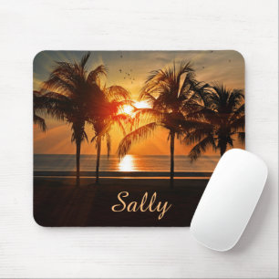 Beautiful Palm Trees Beach at Sunset Personalised Mouse Pad