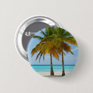 Beautiful Palm Trees on a Tropical Beach 6 Cm Round Badge