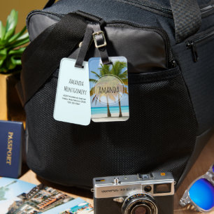 Beautiful Palm Trees on a Tropical Beach Luggage Tag