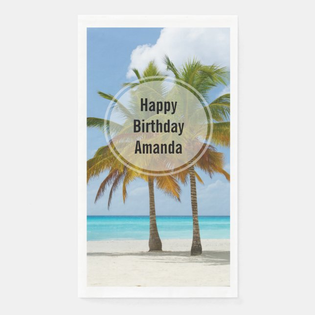 Beautiful Palm Trees on a Tropical Beach Napkin (Front)