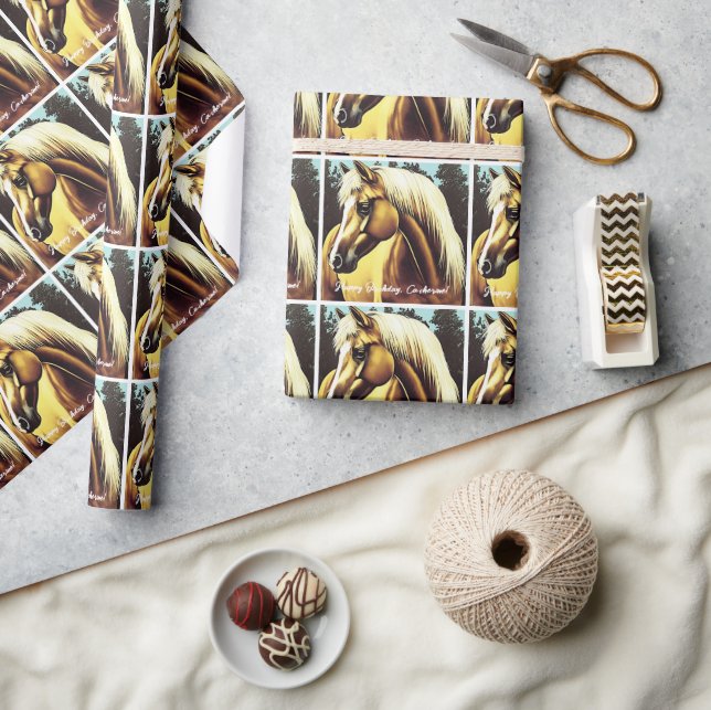 Beautiful Palomino Horse Birthday Wrapping Paper (Crafts)