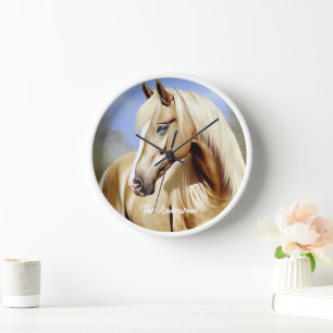 Beautiful Palomino Horse Clock