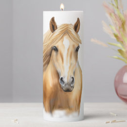 Beautiful Palomino Horse Pillar Candle