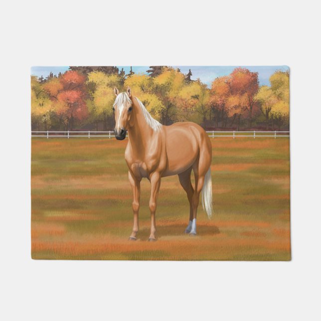 Beautiful Palomino Quarter Horse Stallion Doormat (Front)