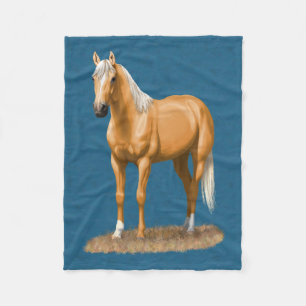 Beautiful Palomino Quarter Horse Stallion Fleece Blanket