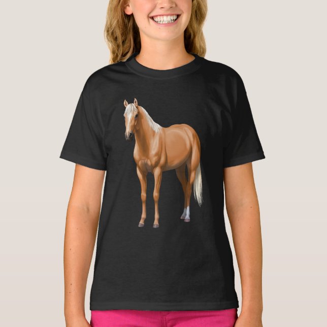 Beautiful Palomino Quarter Horse Stallion T-Shirt (Front)