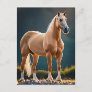 Beautiful Palomino Quarter Horse with flowers Postcard