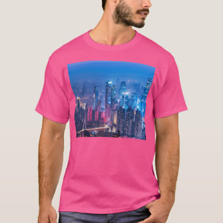Beautiful Panoramic Night City Scenery View T-Shirt