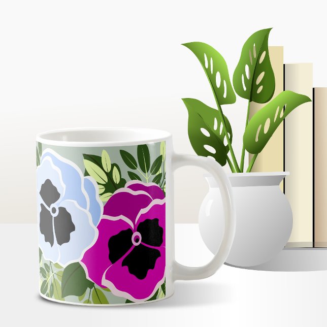 Beautiful Pansy Flower Coffee Mug (Pansy Flower Mug)