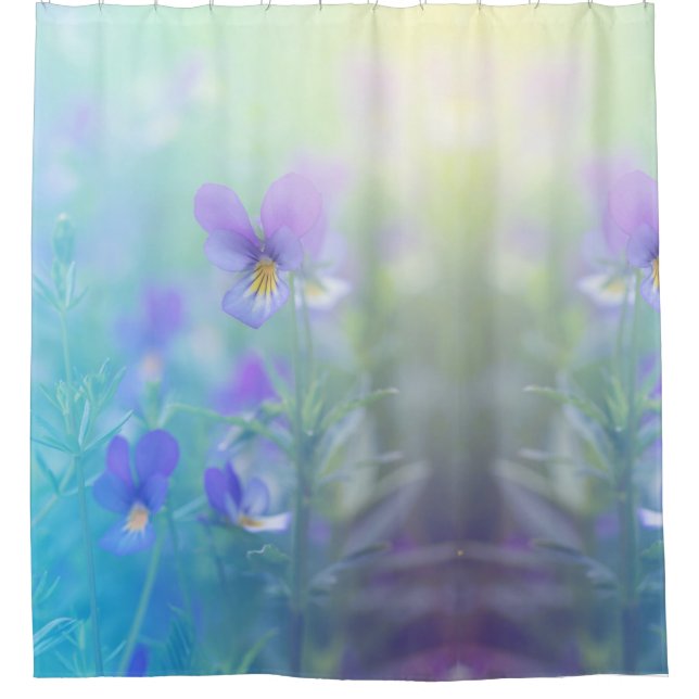 Beautiful Pansy  Garden Flowers Floral  Shower Curtain (Front)