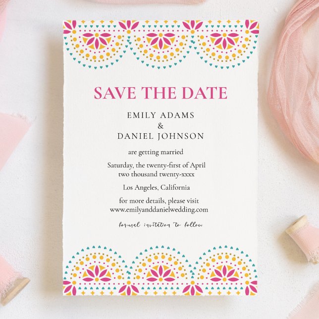 Beautiful Papel Picado Mexican Wedding Save The Date (Creator Uploaded)