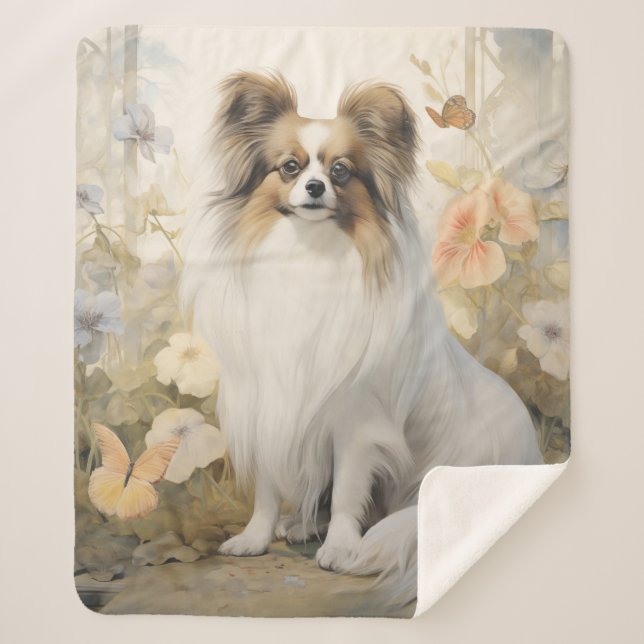 Beautiful Papillon Sherpa Blanket (Front)